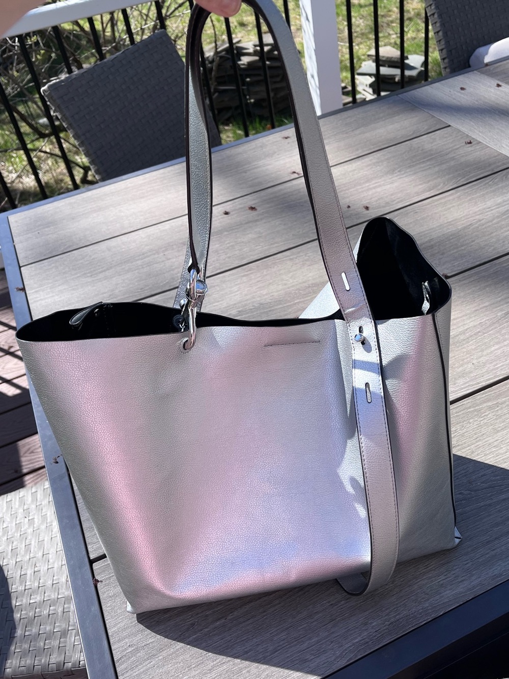 Rebecca Minkoff Stella Metallic Silver Tote Bag